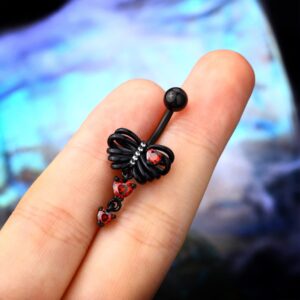 COCHARM 14 gauge Halloween Belly Button Rings Black Skeleton Belly Button Ring Surgical Steel Skull Belly Rings for Women