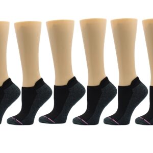 Dr. Motion Womens Low Cut Cushioned Breathable Compression Ankle Socks with Arch Support 6 Pairs (Black Pack)