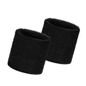 Aucuu Sports Wristband for Men & Women, 2PC Absorbent Sweatbands, Terry Cloth Wrist Sweat Bands for Tennis, Basketball, Running, Gym, Working Out