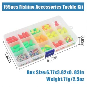 Fishing Foam Floats Pompano Rigs Beads Kit, Snell Floats Pompano Fishing Rigs Making Accessories for Surf Fishing Live Bait Walleye Rig Trout Catfish Walleye 155pcs