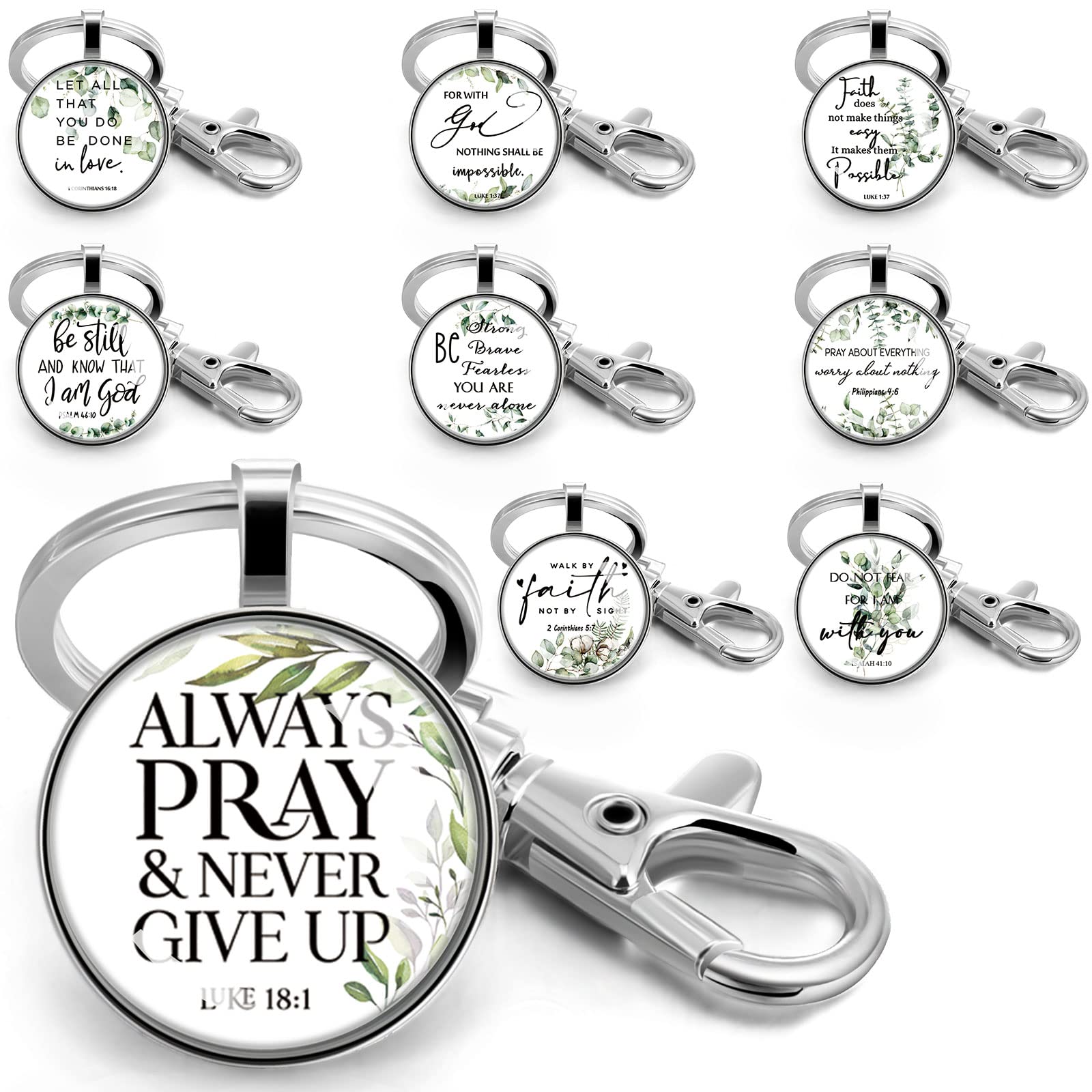 Fumete Christian Keychain Bulk Bible Verse Religious Keychain Scripture Quote Inspirational Gifts Supplies for Men Women(Leaf Style, 36 Pcs)