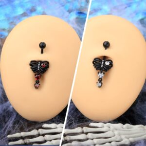 COCHARM 14 gauge Halloween Belly Button Rings Black Skeleton Belly Button Ring Surgical Steel Skull Belly Rings for Women