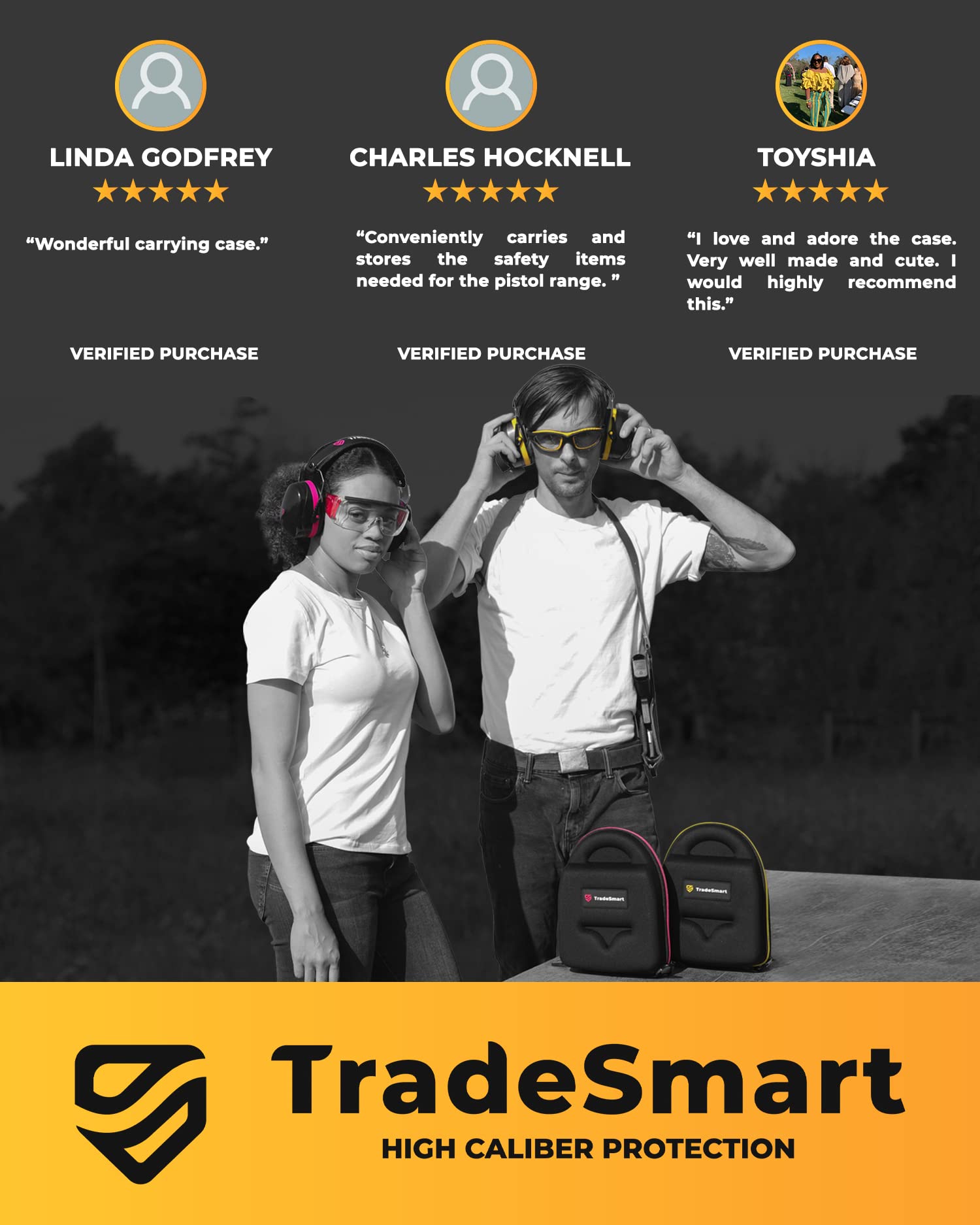 TRADESMART Ear Muffs & Glasses for Shooting, with Hard Carrying Case