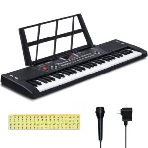 uiotyo 61 keys piano keyboard, keyboard piano for beginners, portable piano keyboard with built-in dual speakers and microphone keyboard piano teaching gift for beginners