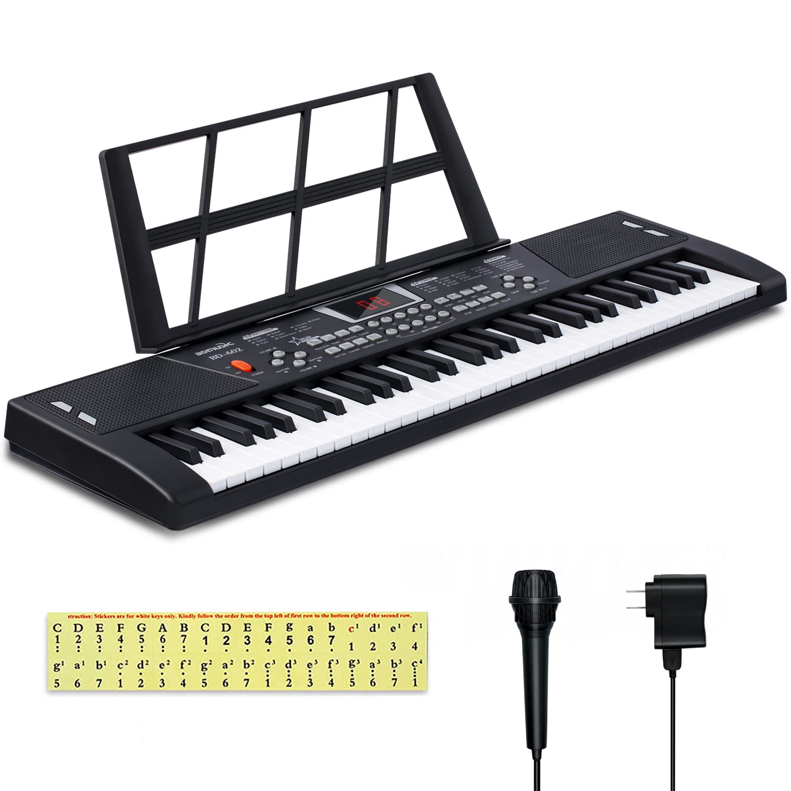 UIOTYO 61 keys piano keyboard, keyboard piano for beginners, portable piano keyboard with built-in dual speakers and microphone Keyboard Piano Teaching Gift for Beginners