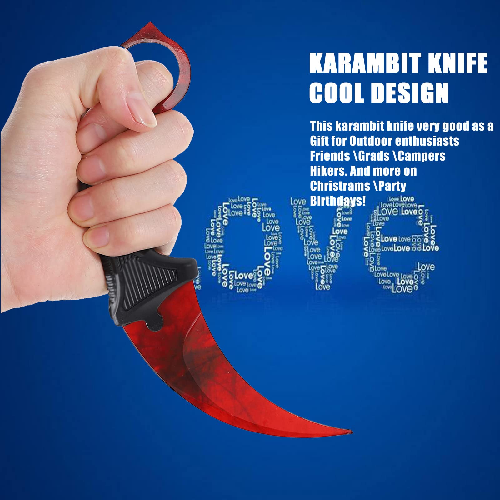 TOPOINT 2 Packs Karambit Knife CS Game Knife, Fixed Blade Knife with Sheath and Cord Karambit Knife for Hunting Camping, Field Survival,Collection (Red Black)