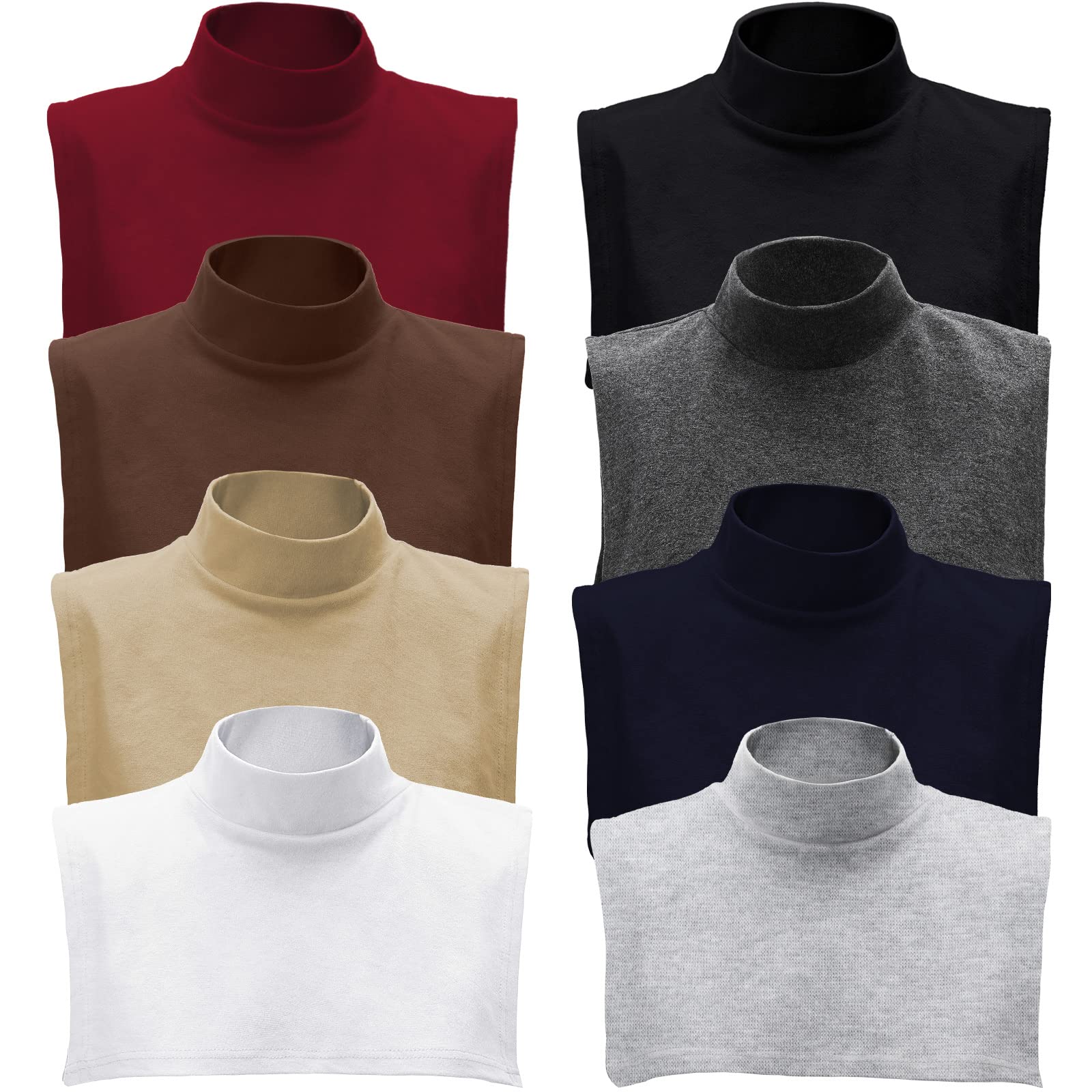 8 Pcs Dickey Collar Fake Turtleneck Fake Detachable Collars Faux Turtleneck Collar Half Top Mock Blouse Collar for Women Men Adults Sweater, 8 Colors