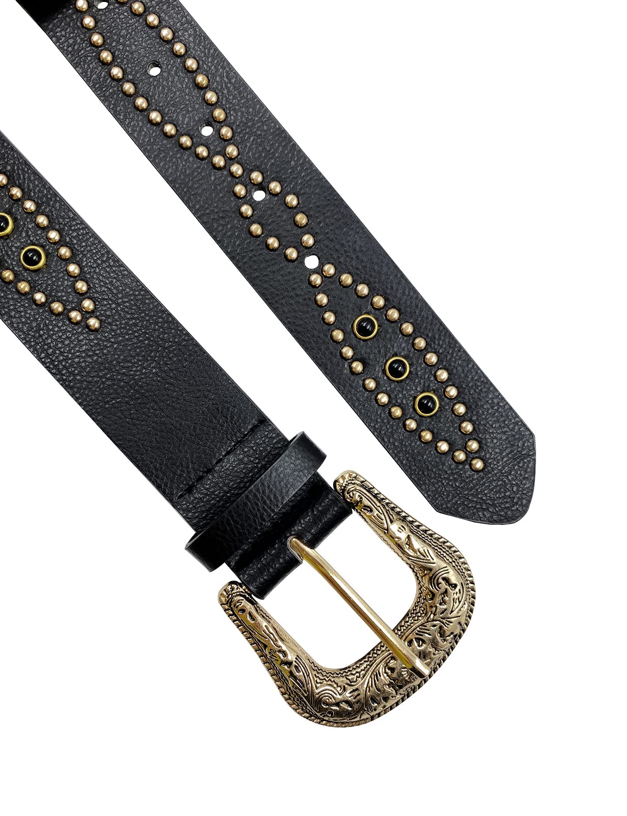 TOPACC Western Belts for Women Cowgirl Cowboy Rivet Studded Country Fashion Punk Belt for Jeans Black