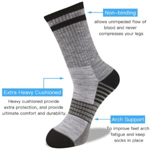 COOVAN Mens Hiking Socks Crew Outdoor Socks 5 Pairs Moisture Wicking Cushioned Athletic Boot Socks