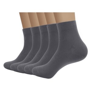 serisimple viscose bamboo men sock breathable sock quarter thin ankle high sock comfort cool soft sock 5 pairs (x-large,dark grey)