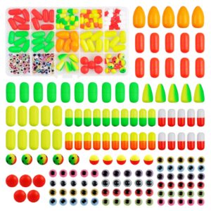 Fishing Foam Floats Pompano Rigs Beads Kit, Snell Floats Pompano Fishing Rigs Making Accessories for Surf Fishing Live Bait Walleye Rig Trout Catfish Walleye 155pcs