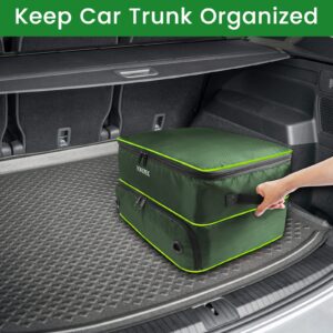 YOREPEK 2 Layer Golf Trunk Organizer Storage for 2 Pair Shoes, Golf Trunk Storage with Separate Compartments for Golf Supplies, Gloves, Golf Items, Golf Gifts For Men, GREEN