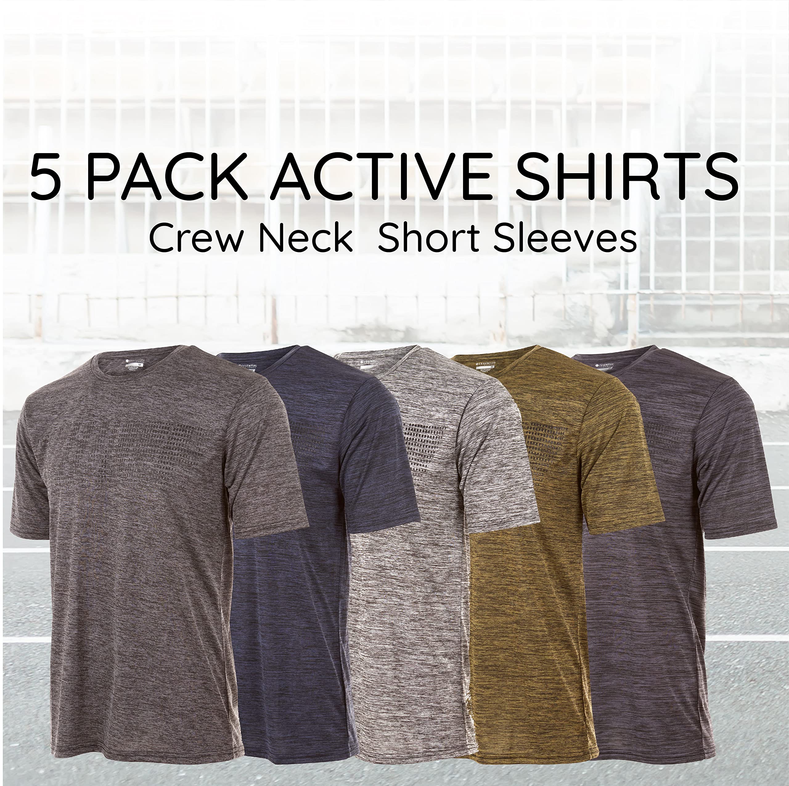 Boys Active T-Shirt - Quick-Dry Athletic Workout Training Stretch Crew Neck Short Sleeve Top 5 Pack