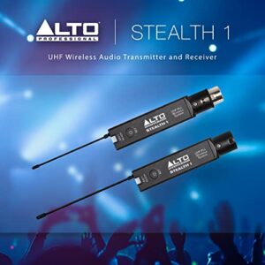 Alto Professional Stealth 1 - Mono UHF XLR Wireless Audio System, Transmitter and Receiver for Powered Speakers, Mixers and Dynamic Microphones,black