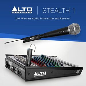 Alto Professional Stealth 1 - Mono UHF XLR Wireless Audio System, Transmitter and Receiver for Powered Speakers, Mixers and Dynamic Microphones,black