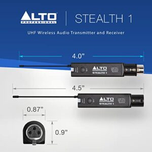 Alto Professional Stealth 1 - Mono UHF XLR Wireless Audio System, Transmitter and Receiver for Powered Speakers, Mixers and Dynamic Microphones,black