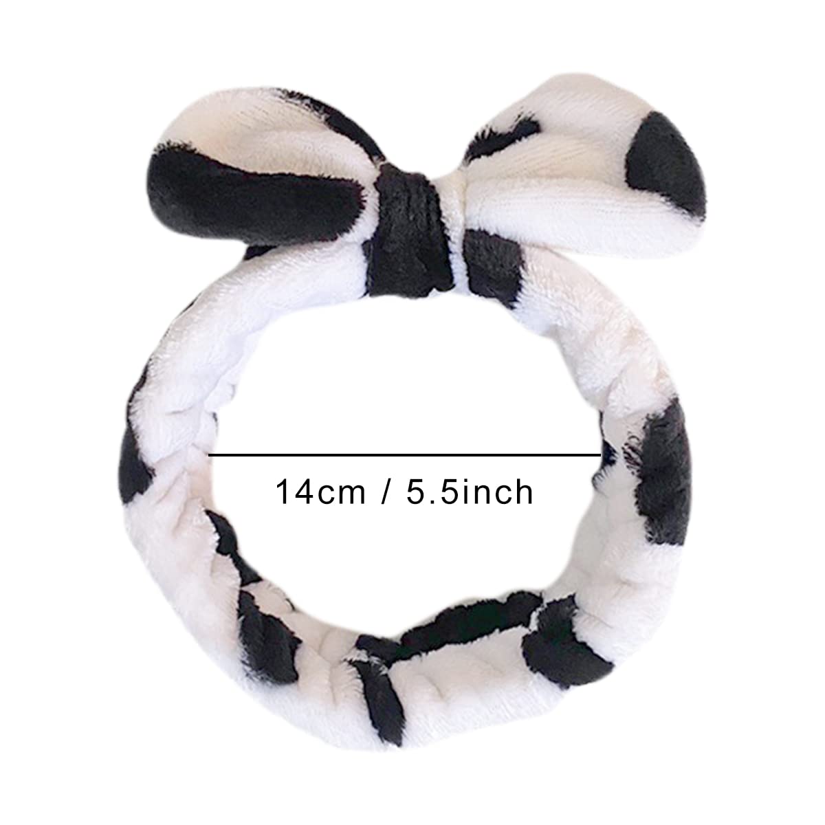 melyde Plush Headbands Cow Shaped Spa Hair bands Soft Bath Makeup Washing Face Head Wraps for Kids Girls Women Winter Keep Warm