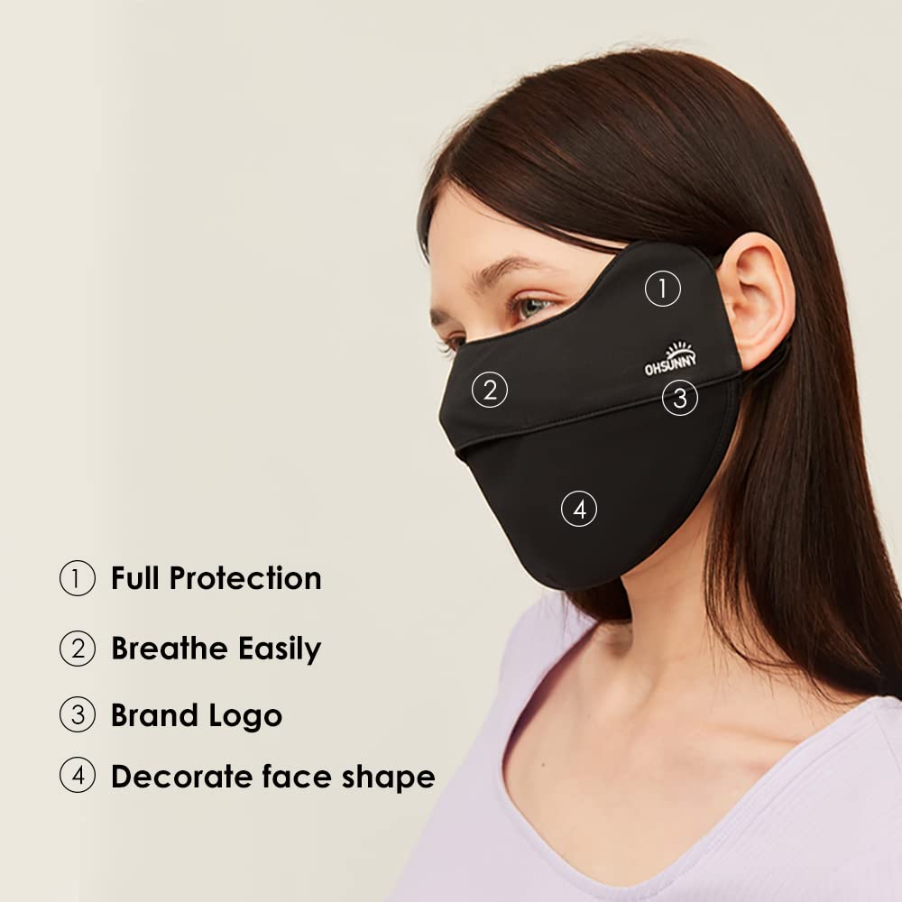 Breathable UV Face Covering UPF 50+ Women Summer Mask Eye Protection Washable Reusable Sunscreen Sports Face Cover SLN3M072 Black