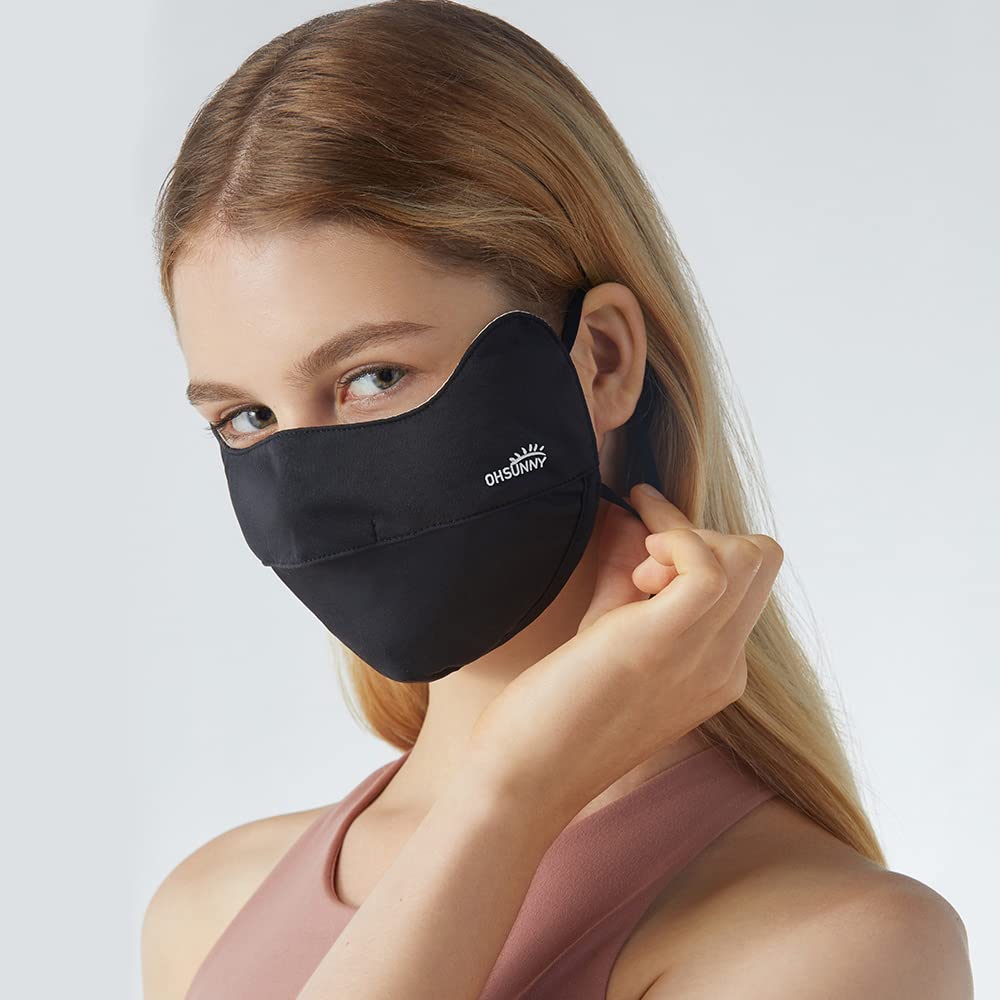 Breathable UV Face Covering UPF 50+ Women Summer Mask Eye Protection Washable Reusable Sunscreen Sports Face Cover SLN3M072 Black