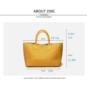 Women Vegan Leather Hand-Woven Tote Handbag Fashion Shoulder Shopper Bag Top-Handle Large Capacity Underarm Bag With Purse