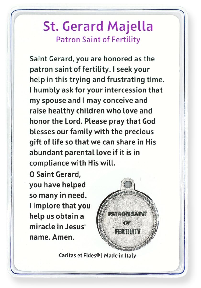 Laminated St Gerard Pregnancy Prayer Card - Catholic Holy Card for Patron Saint of Fertility and Motherhood, Includes St Gerard Medal for Pregnancy, Wallet Size Prayer Card