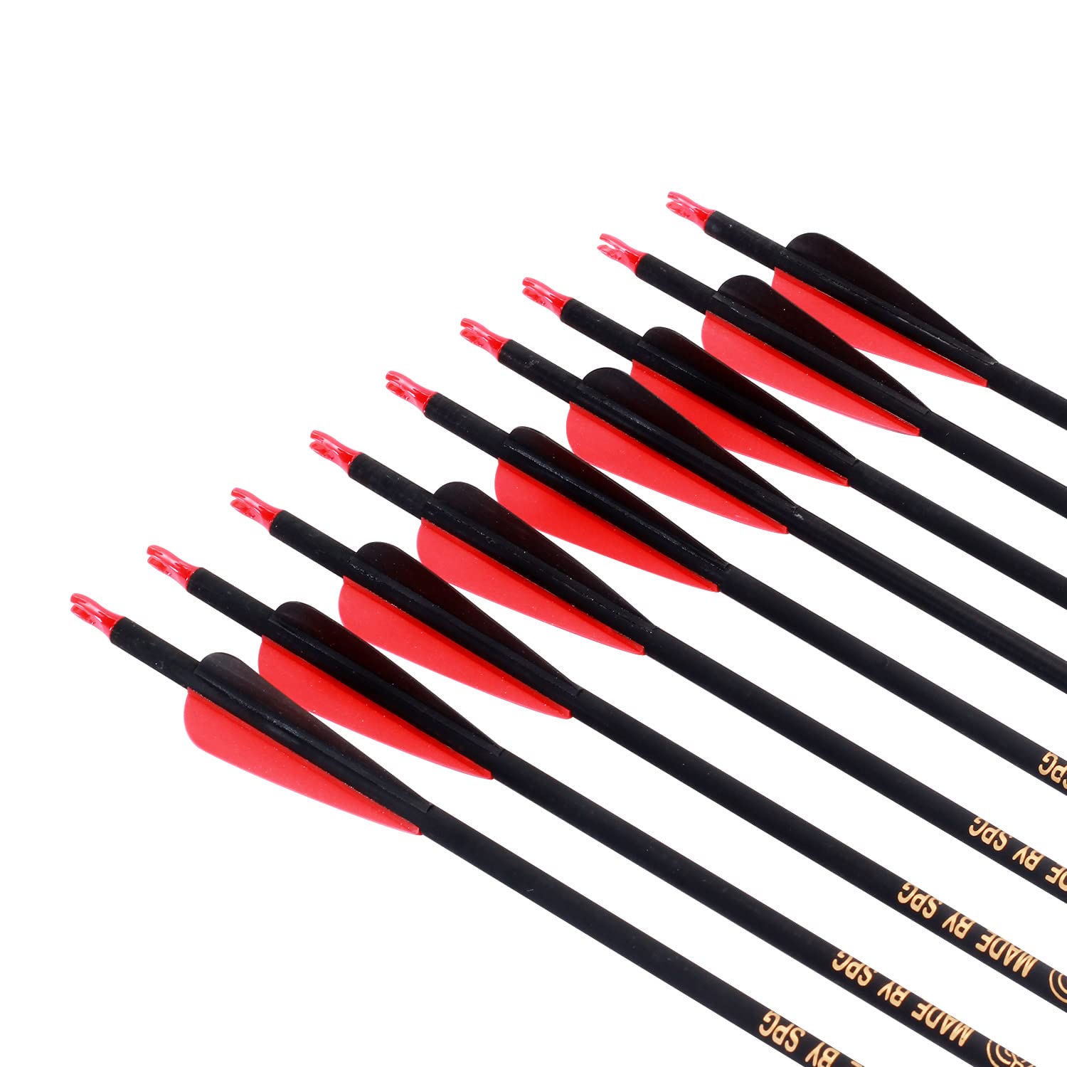 FENJANER Archery 30inch Carbon Arrow Spine 500 Practice Hunting Arrows with Removable Tips for Compound Bow and Recurve Bow (Pack of 12) (Red)