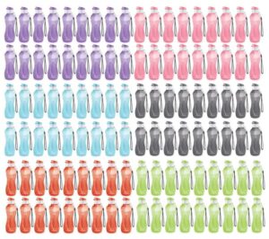 milton water bottle kids reusable leakproof 12 oz plastic wide mouth large big drink bottle bpa & leak free with handle strap carrier for cycling camping hiking gym yoga (108 pack, 18 of each color)