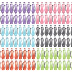 MILTON Water Bottle Kids Reusable Leakproof 12 Oz Plastic Wide Mouth Large Big Drink Bottle BPA & Leak Free with Handle Strap Carrier for Cycling Camping Hiking Gym Yoga (108 pack, 18 of each color)