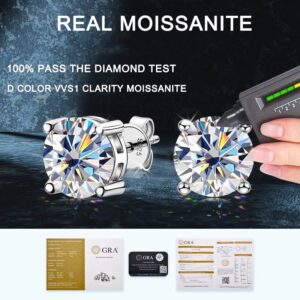 Ctarlitu Moissanite Stud Earrings, D Color VVS1 Brilliant Lab Created Diamond Earrings Women 925 Sterling Silver Screw Back Earrings For Men (0.6carat/pairs, White Gold)