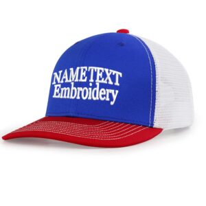 custom hat embroidered your own text trucker snapback cap 112 mesh back baseball cap royal/white/red