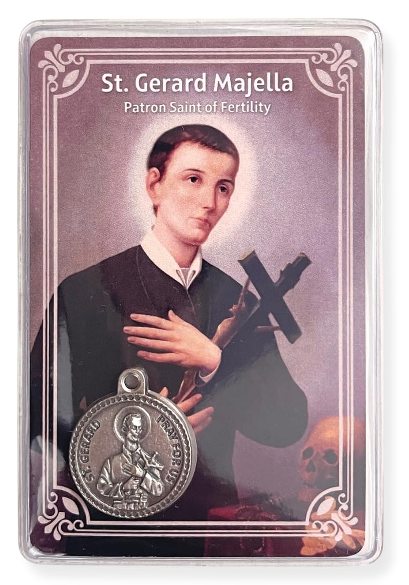 Laminated St Gerard Pregnancy Prayer Card - Catholic Holy Card for Patron Saint of Fertility and Motherhood, Includes St Gerard Medal for Pregnancy, Wallet Size Prayer Card