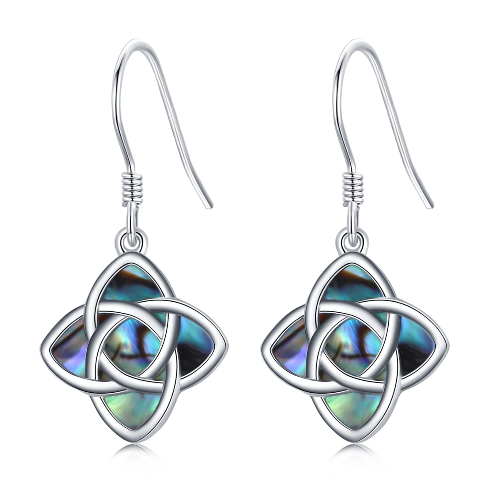 Twoowl Abalone Celtic Witch Knot Earrings 925 Sterling Silver Celtic Dangle Drop Earrings Celtic Jewelry Irish Gift for Women Girlfriends Mom Wife