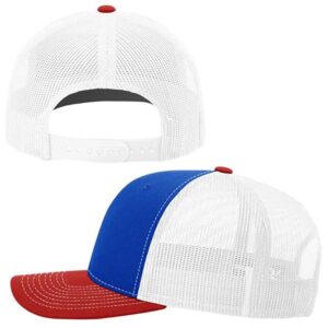 Custom hat Embroidered Your own Text Trucker Snapback Cap 112 Mesh Back Baseball Cap Royal/White/Red