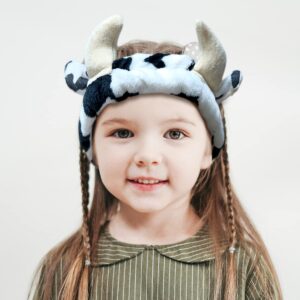 melyde Plush Headbands Cow Shaped Spa Hair bands Soft Bath Makeup Washing Face Head Wraps for Kids Girls Women Winter Keep Warm