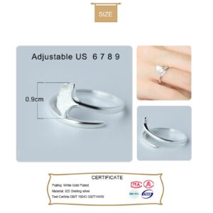 925 Sterling Silver Ginkgo Leaf Open Ring, Women'S Adjustable Ring Silver