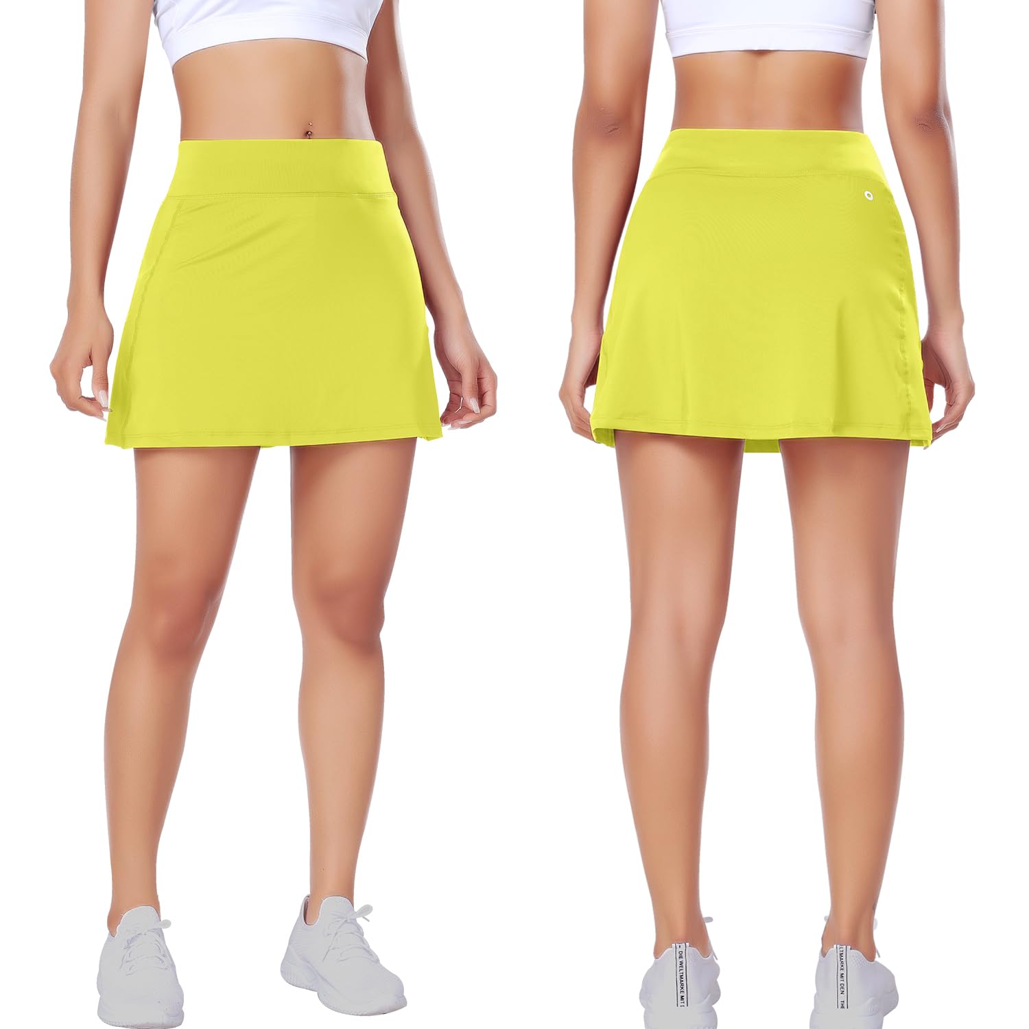 Ganado Tennis Skirts for Women with Shorts Golf Skirt Athletic Skorts High Waisted Running Skort Workout Casual Activewear(#2 Yellow,X-Small)