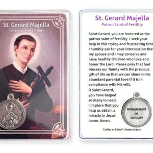 Laminated St Gerard Pregnancy Prayer Card - Catholic Holy Card for Patron Saint of Fertility and Motherhood, Includes St Gerard Medal for Pregnancy, Wallet Size Prayer Card