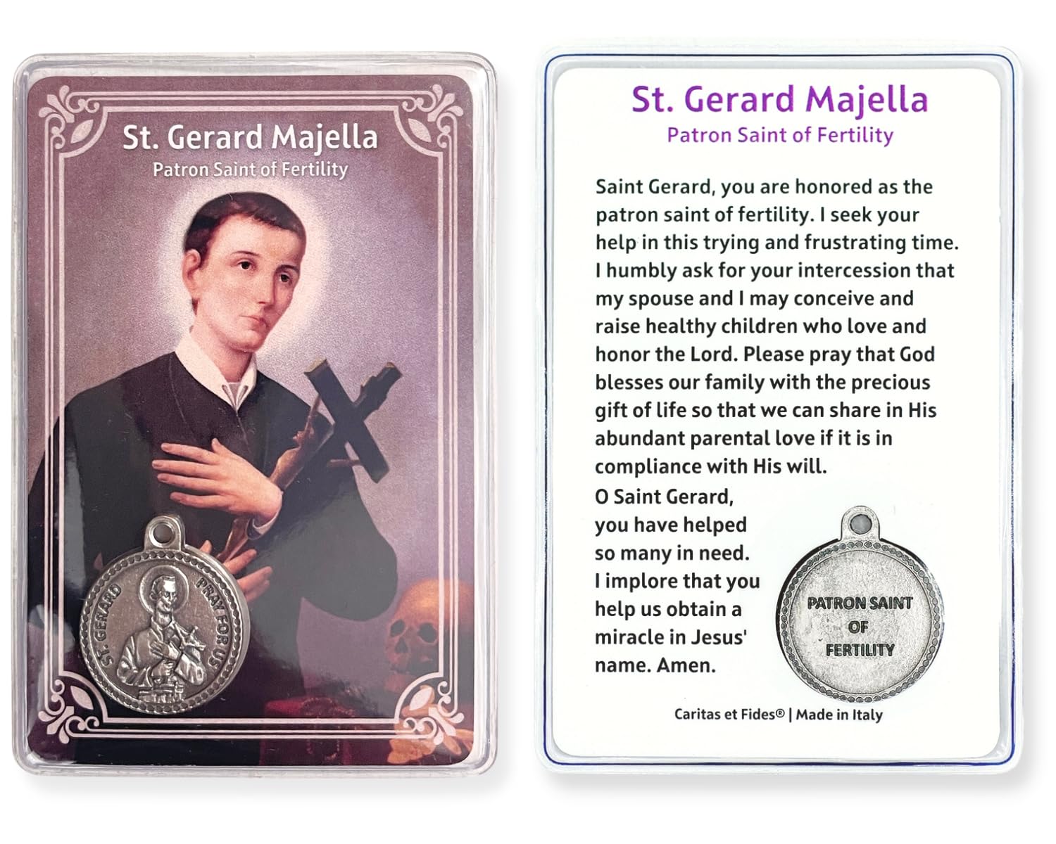 Laminated St Gerard Pregnancy Prayer Card - Catholic Holy Card for Patron Saint of Fertility and Motherhood, Includes St Gerard Medal for Pregnancy, Wallet Size Prayer Card