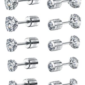 Earrings for Women Cubic-Zirconia Surgical-Stainless-Steel - Hypoallergenic CZ Stud Set Ear Rings 20G Helix Cartilage Tragus Girl Jewelry Fake Diamond Cartilage