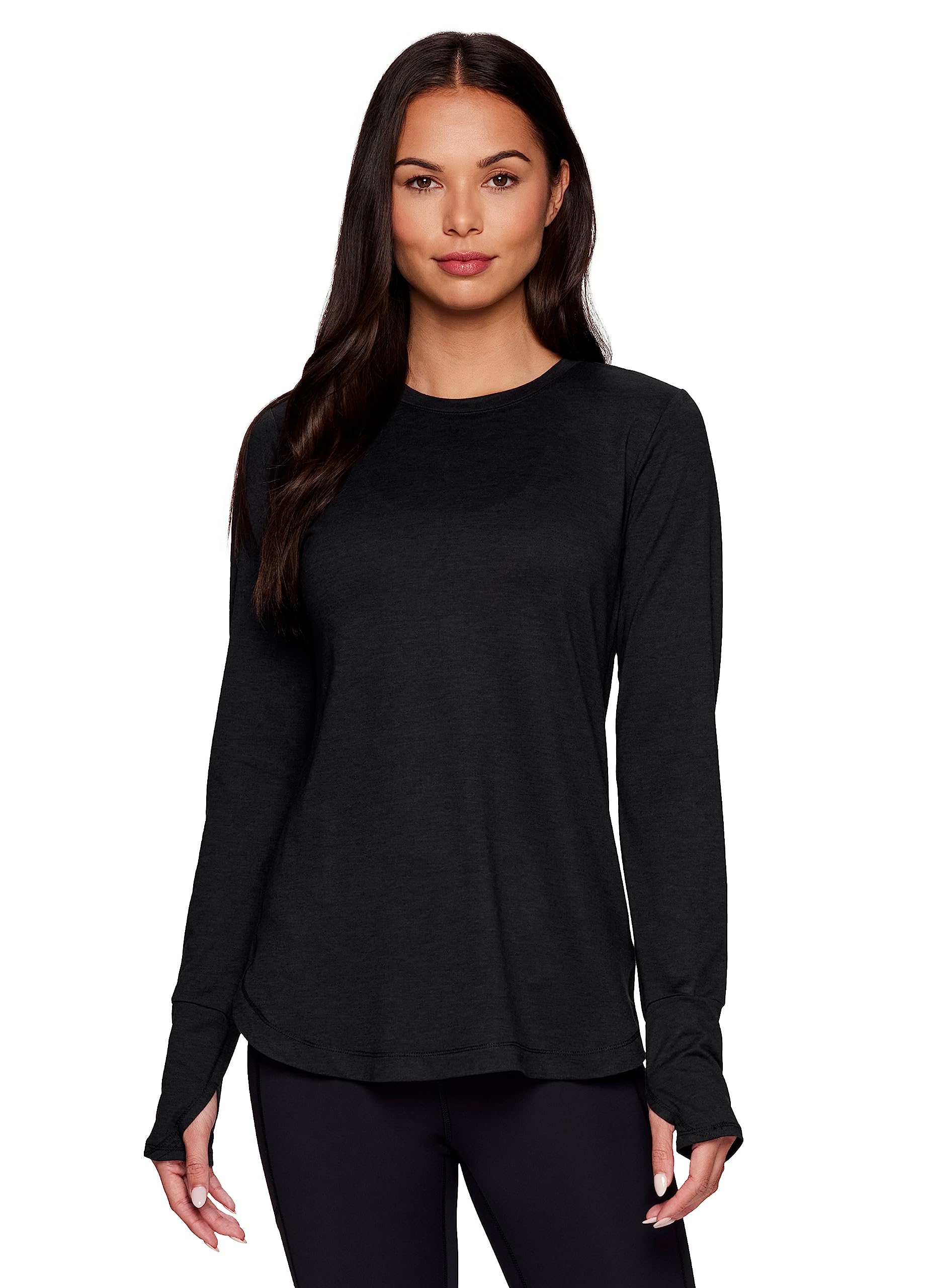 RBX Active Women's Yoga Tunic Super Soft Long Sleeve Crewneck Tee F22 Black Heather XL