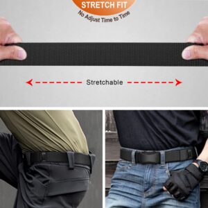 KEMISANT Mens Belt, Military Tactical Stretch Web Nylon Belt For Gift Men Hiking Hunting 1.5",Cut For Fit(Black,34"-38" Waist Adjustable)