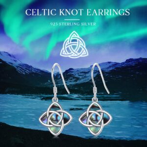 Twoowl Abalone Celtic Witch Knot Earrings 925 Sterling Silver Celtic Dangle Drop Earrings Celtic Jewelry Irish Gift for Women Girlfriends Mom Wife