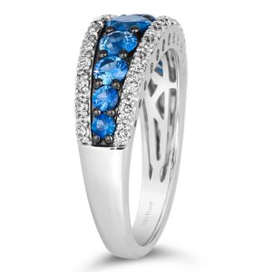 LE VIAN 1/4 Carat Diamond and 1 Carat Blue Sapphire Band Ring for Women in 14k White Gold (Fancy Brown, cttw) Promise Anniversary Ring Size 7 by LeVian