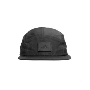 Tillak Wallowa Kodra Hat, Lightweight Oxford Nylon 5 Panel Cap with Snap Closure (Black)