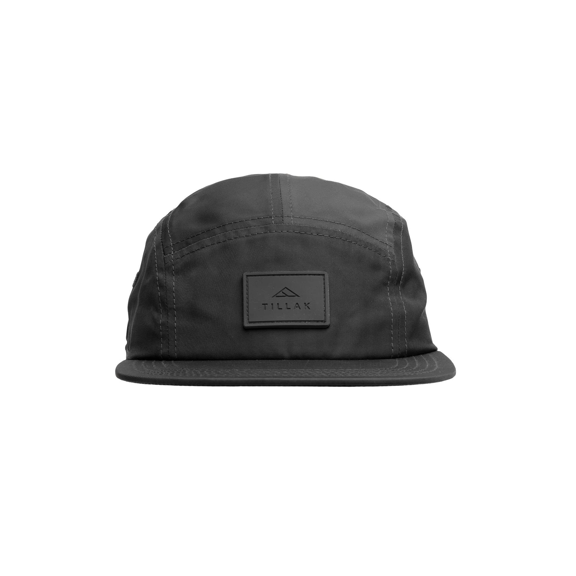 Tillak Wallowa Kodra Hat, Lightweight Oxford Nylon 5 Panel Cap with Snap Closure (Black)