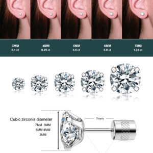 Earrings for Women Cubic-Zirconia Surgical-Stainless-Steel - Hypoallergenic CZ Stud Set Ear Rings 20G Helix Cartilage Tragus Girl Jewelry Fake Diamond Cartilage