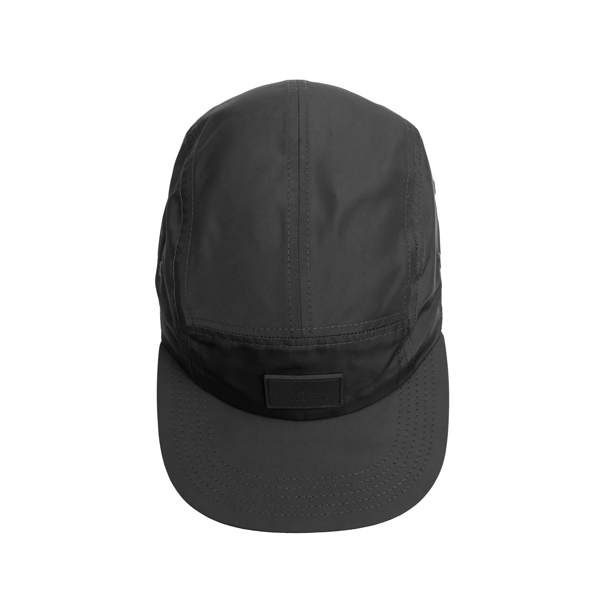 Tillak Wallowa Kodra Hat, Lightweight Oxford Nylon 5 Panel Cap with Snap Closure (Black)