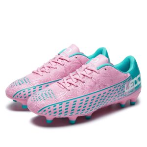 LEOCI Soccer Cleats for Women's and Men's Outdoor Unisex Football Shoes Firm Rugby Boots