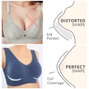 KINYAOYAO Women's 3-Pack Seamless Post-Surgery Bra Sports Bra with Removable Pads