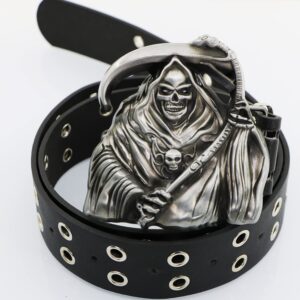 NORICAP Men And Women Metal Skull Head Leather Buckle Belt Waist Band Jeans Decorative Punk Belt